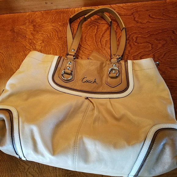 VGUC Coach Bag Tan/Camel Two Tone - Picture 1 of 8